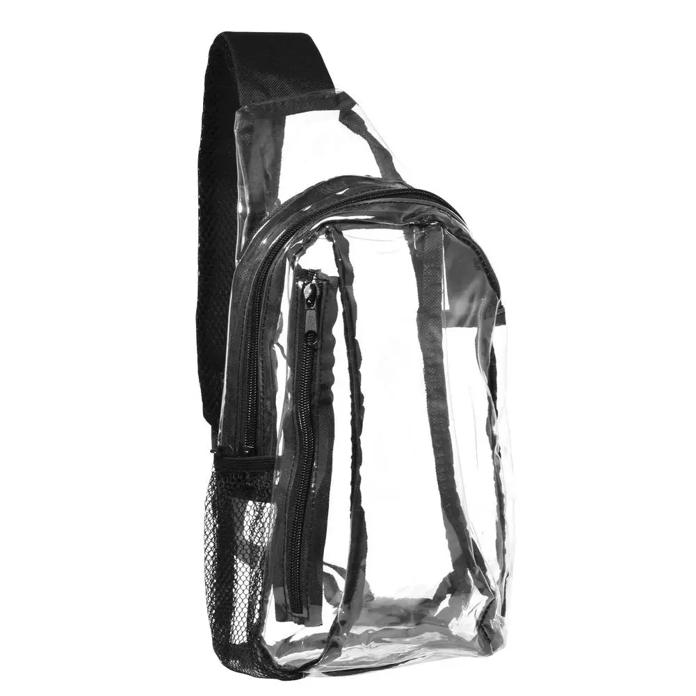 Sac à bandoulière Transparent en PVC, Mini sac à dos à bandoulière Transparent décontracté poitrine sac de jour unisexe pour stade de randonnée ou Concerts