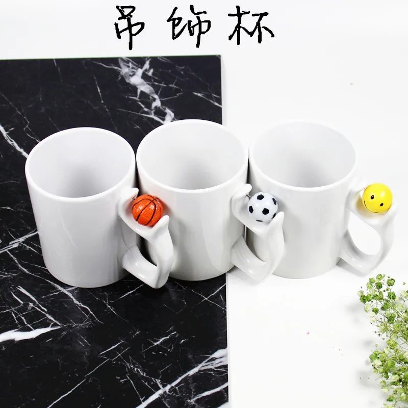 Customize Logo Ceramic Mug Tea Cups DIY Photo Print Sublimation Blank Coffee Mug With Bastketball Football Handle Cup