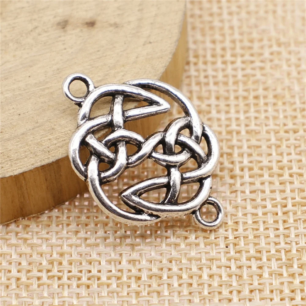 

34pcs 20x29mm antique silver Celtic knot connector charms diy retro jewelry fit Earring keychain hair card pendant