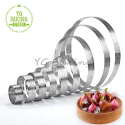 4/6/8 Pcs Stainless Steel Circular Tart Ring French Dessert Perforated Fruit Pie Quiche Cake Mousse Mold Kitchen Baking Mould