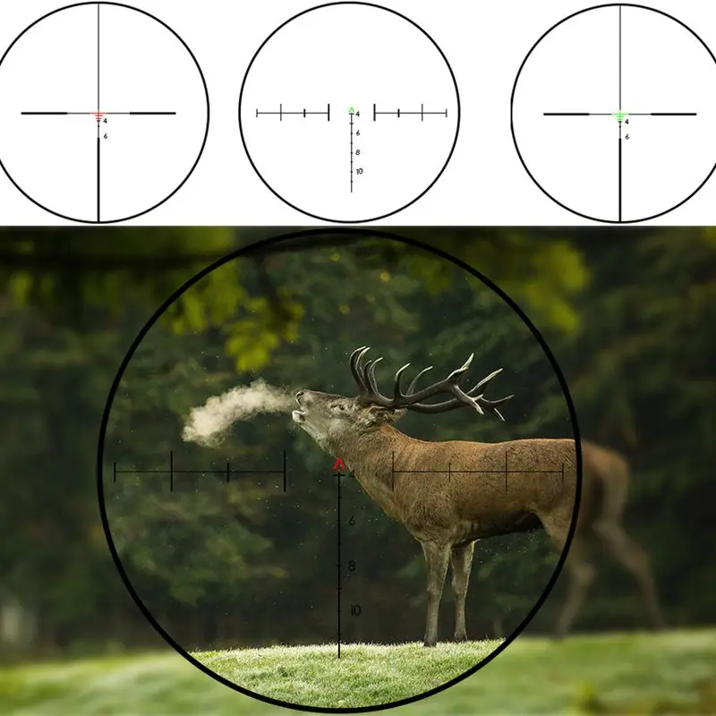 4X32 Hunting Riflescope Real Fiber Optics Grenn Red Dot Illuminated Etched Reticle Tactical Optical Sight