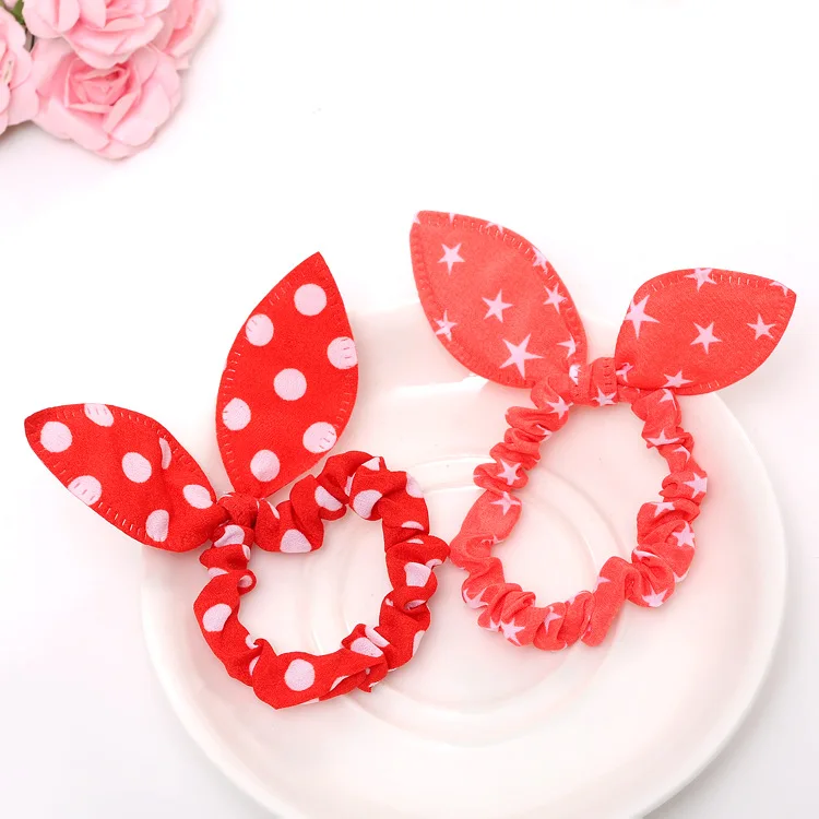 8 Pcs/lot Rabbit Ears Drawstring Korean Headdress New Ties Hair Band Headband Rubber Band