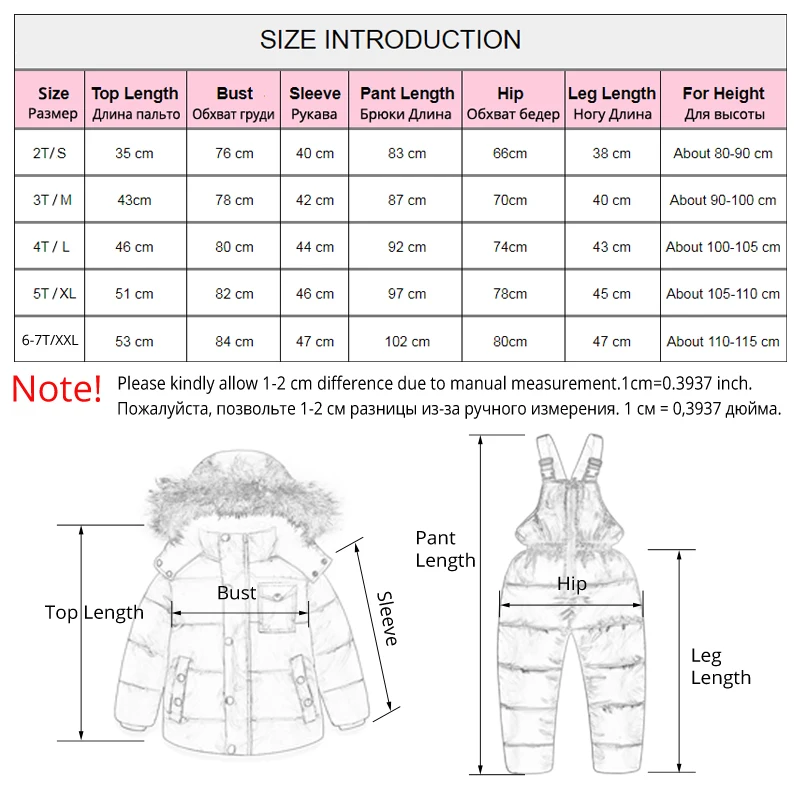 IYEAL Russia Winter Children Clothing Set for Infant Boys Down Cotton Coat +Jumpsuit Windproof Ski Suit Kids Baby Clothes