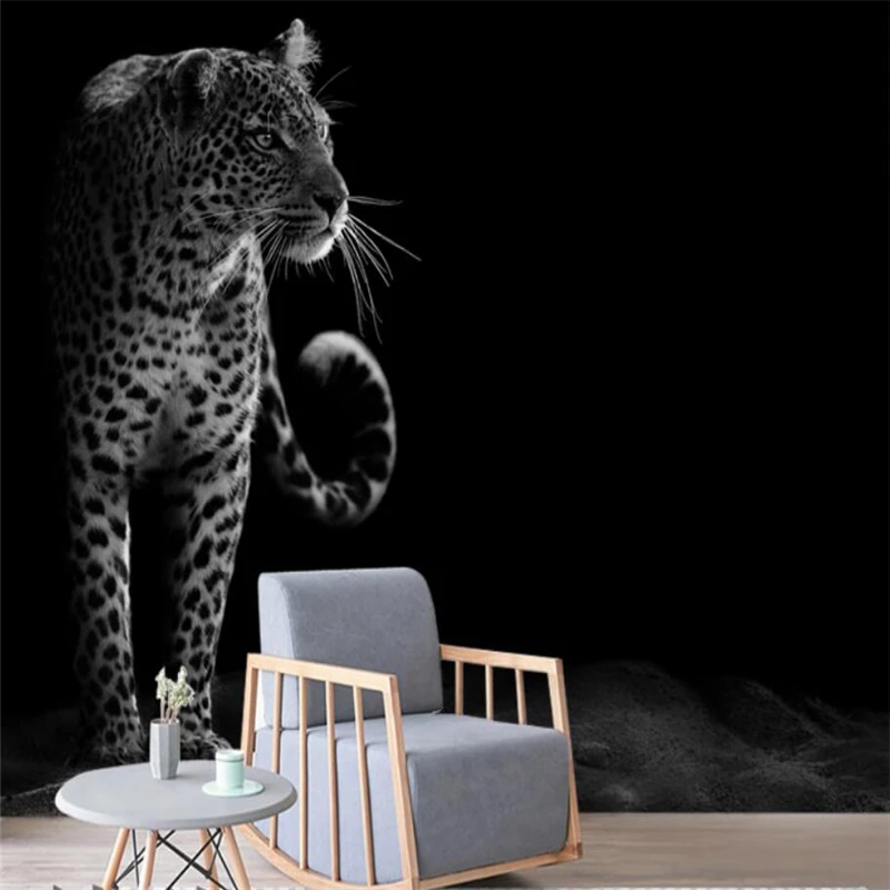 beibehang Modern minimalist black and white leopard wallpaper for living room bedroom TV background 3D photo murals wallpaper