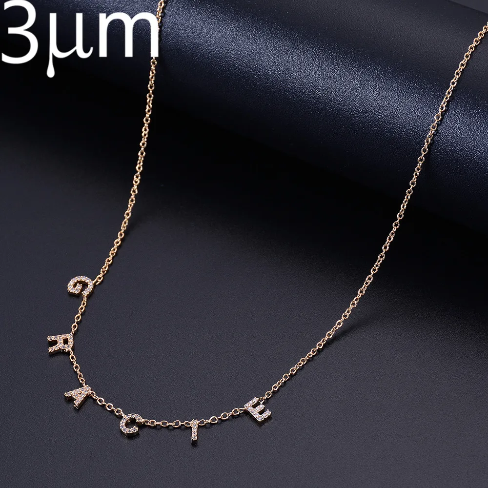 

3UMeter Charm Custom Name Necklace Choker Letter Zircon Necklace Women Girl Gold Silver Color Personalized Jewelry