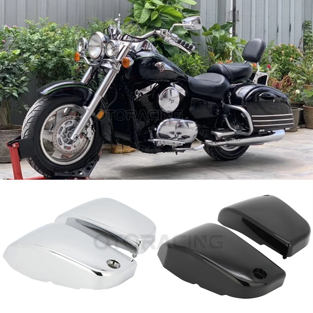 Motocykl ABS plastikowa osłona boczna pokrywa baterii dla Kawasaki Vulcan 1500 VN1500 Classic Nomad 1996-2017