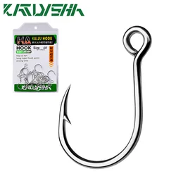 KATYUSHA 20pcs Big Eye Single Hooks 6-4-2-1-1/0-2/0-3/0 High Carbon Steel Fishing Hooks Barbed Sharp Fishhooks for Lure Pesca