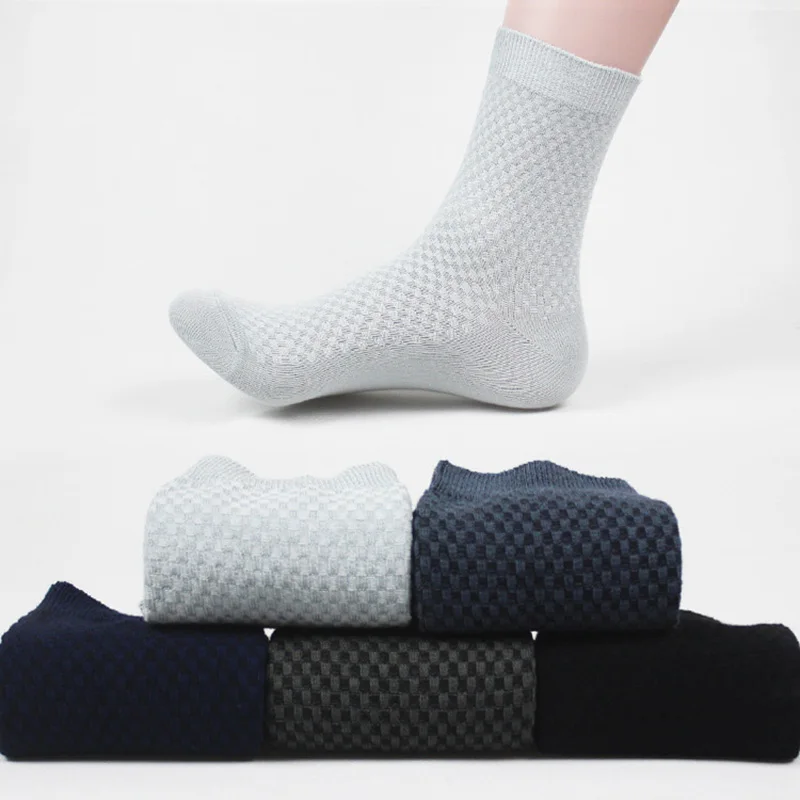 Men Bamboo Fiber Socks Mens Breathable Compression Long Socks Business Casual Male Crew Sock White Black Grey Sox Soks