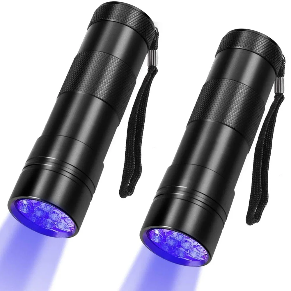 Linterna de luz negra Ultra portátil UV, resistente al agua, 12 Led, 395nm, Mini lámpara de luz, Detector de antorcha para manchas de orina de