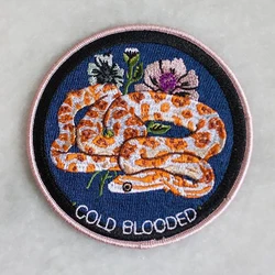 Cold Blooded Flower Snake Embroidery Patches for Clothing Punk Clothes Animal Nature Lovers Lovely Embroidered Iron on Appliques