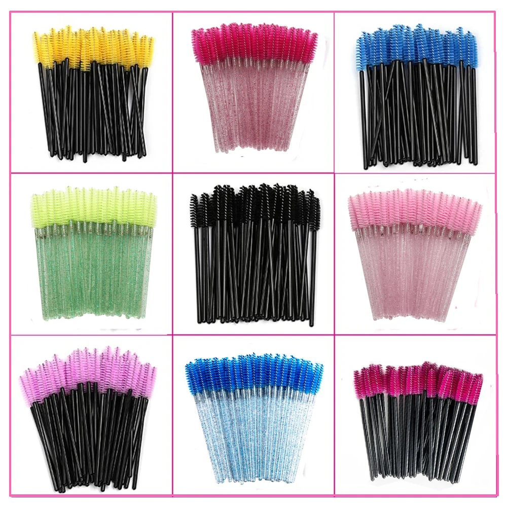 

50Pcs Disposable Eyelash Brush Mascara Wands Colorful Plastic Applicator Professional Makeup Eye Brushes Eyelashes Extension