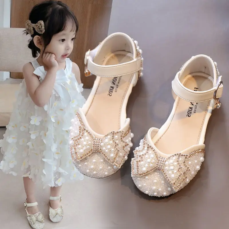 Children's Flats Lace Flower Casual Party Shoes Baby Student Girl Shoes for Kids Soft Sole Leather Flats Zapatillas Size 21-34