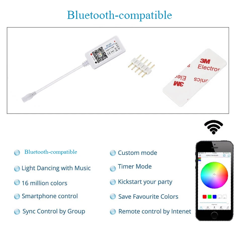 LEDストリップライト,Bluetooth DC5-24V,wifi,rgb,rgbw,android ios,リモートコントロール,24キー,5050を備えたAndroid/IOSと互換性があります