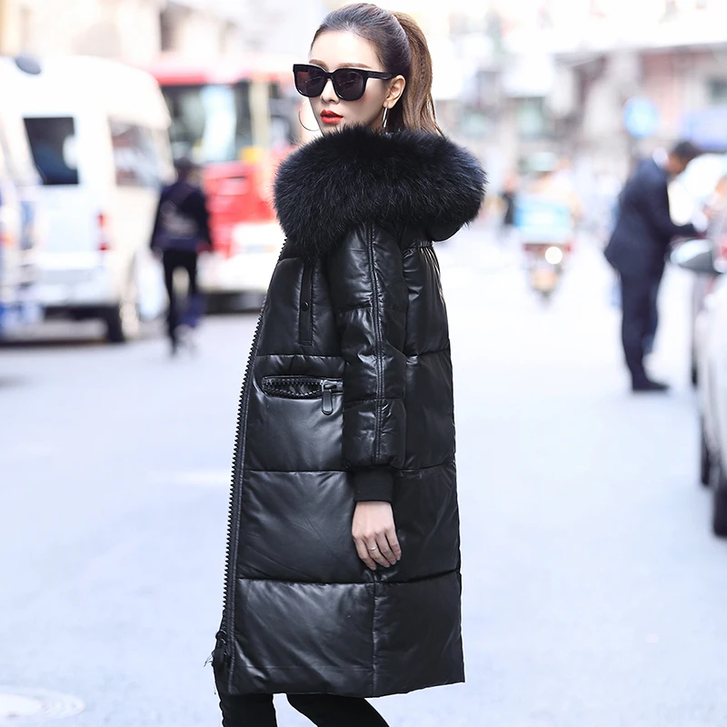 Real Leather Boollili Jacket Genuine Sheepskin Coat Duck Down Coat Women Clothes 2023 Raccoon Fur Collar Winter Coat Women