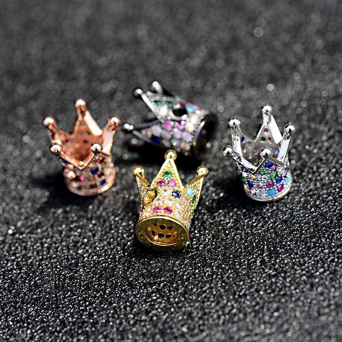 Colorful Inlay Zirconia Crown For Copper Charms Jewelry Making Supplies Diy For Bracelet Necklace Spacer Beads Accessories