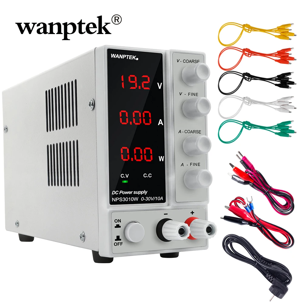 

Wanptek DC Switching LAb Power Supply 120V 60V 30V 10A 5A With 7 Pair Output Cable Bench Mini Adjustable Digital Power Source