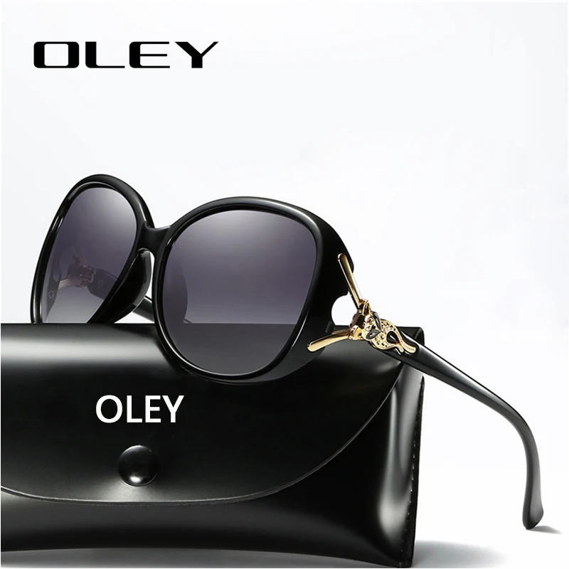 OLEY Retro Sunglasses women Polarized Luxury brand designer big frame Fox eyewear diamond Oculos de sol femininos