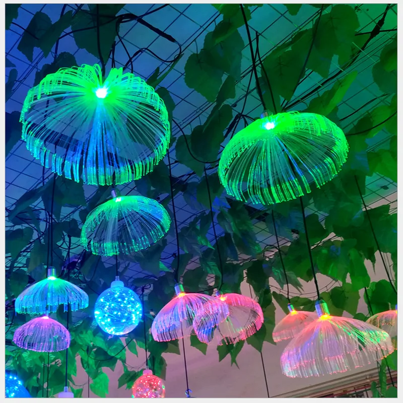 Festoon LED meduzy żyrandole światłowodowe DIY łańcuchy świetlne restauracja wesele ogród drzewo dekoracyjne