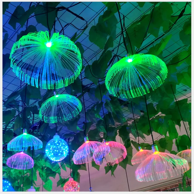 Festoon LED meduzy żyrandole światłowodowe DIY łańcuchy świetlne restauracja wesele ogród drzewo dekoracyjne