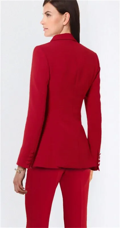 Lucky Red Slim Fit Women Pantsuits  Jacket Women Long Sleeve Suit Women Elegant Tailored Collar Jacket Suits Female Ladies