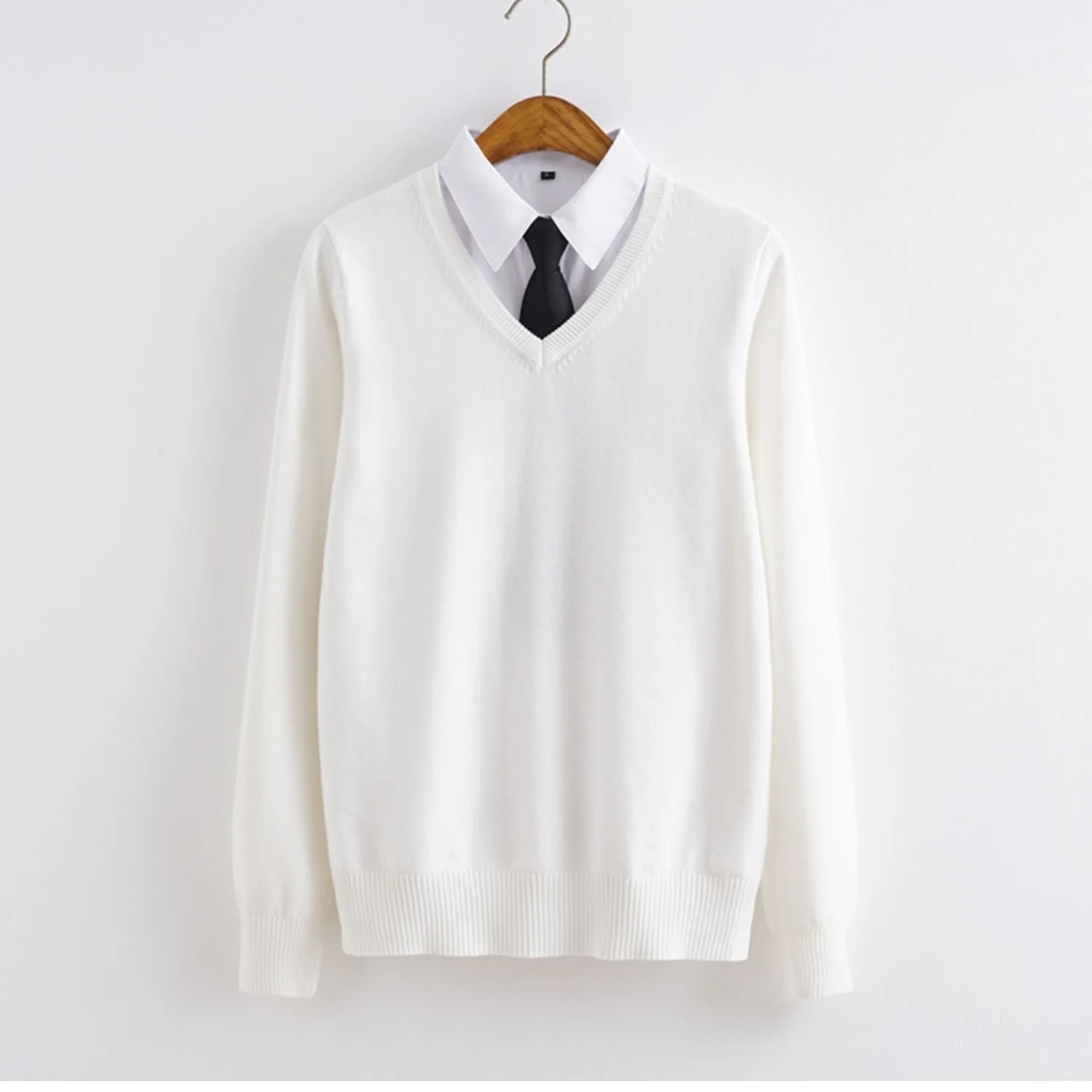 New Japanese Students Uniform Long Sleeve Man And Women Sweater Campus Pullover Knitted JK Girls Boy High School Clothes Cotton