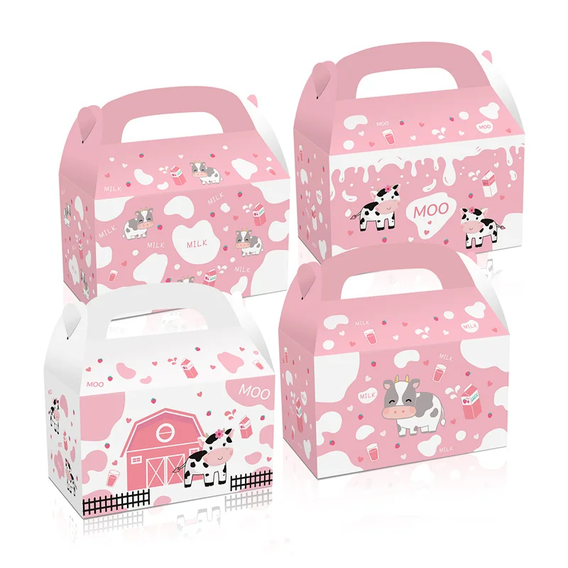 

4pcs Cow Theme Paper Candy Box Children's Day Party Gift Boxes Wedding Decor Baby Shower Happy Birthday Party Supplies
