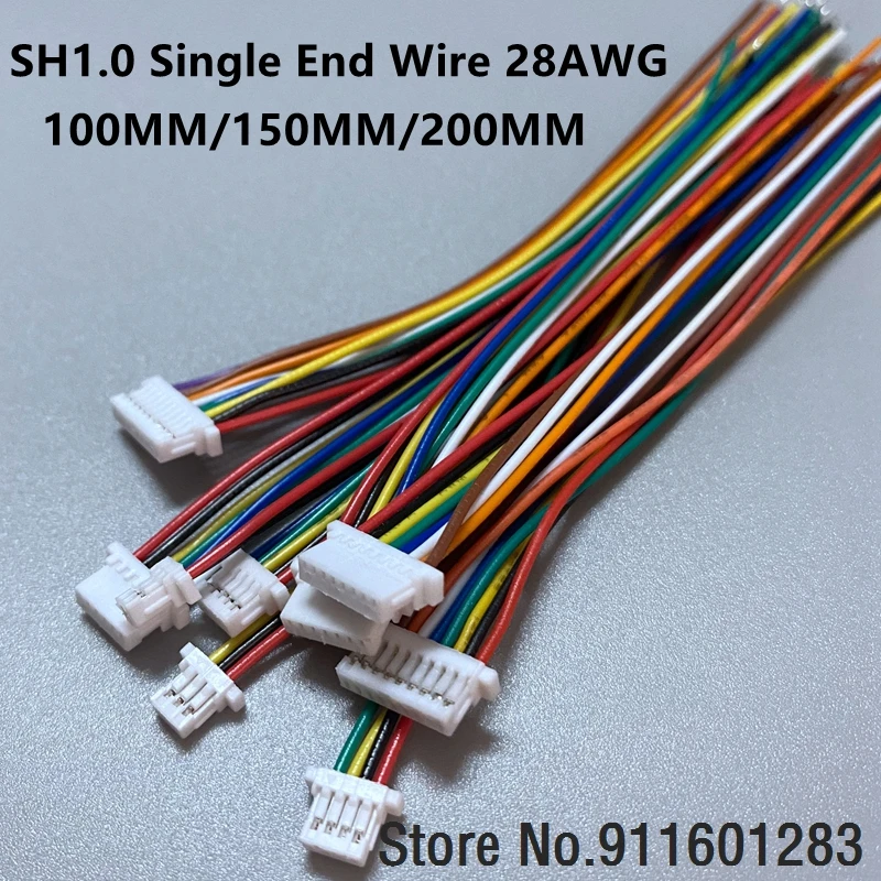 10PCS SH 1.0 Pitch Wire Cable Connector DIY SH1.0 JST 2p 3p 4p 5p 6p 7p 8p 9p 10pin Electronic Line Single End 28AWG 10/15/20CM