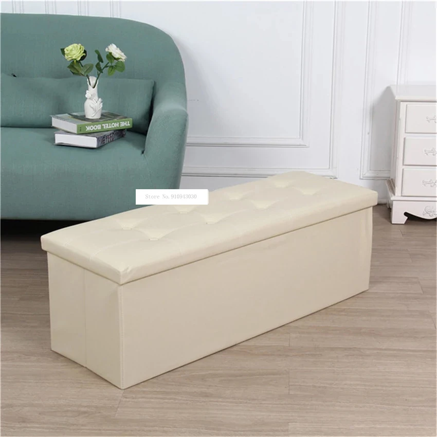 10066 PU Leather Density Board Foldable Storage Stool European Style Storage Footstool Shoe Changing Bench Fitting Room Stool