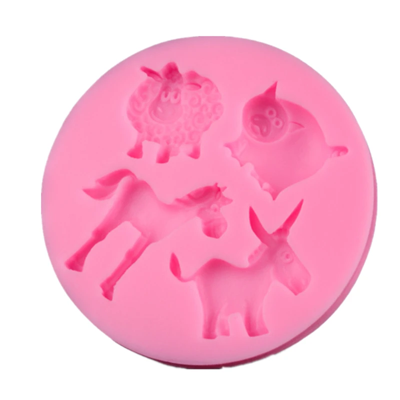 Farm Animal Horse Sheep Donkey  Fondant Decorating Tools Silicone Bakeware