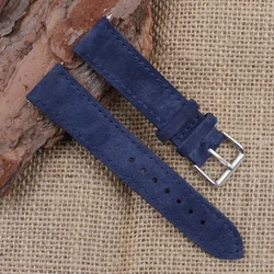 Suede Watch Strap 18 19 20 21 22mm Watchband Tan Blue Brown Genuine Leather Replacement Watch Accessories Comfortable To Wear #D