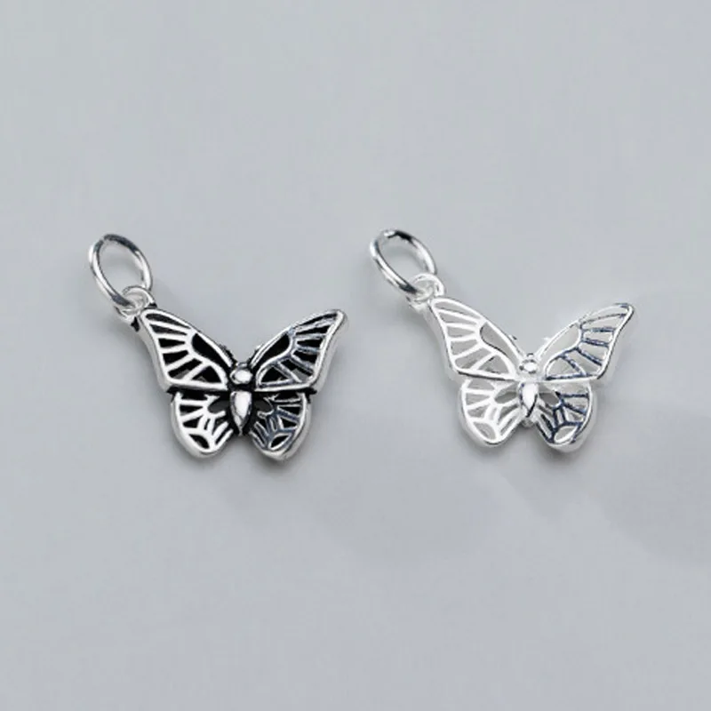 

925 Sterling Silver Pretty Handcraft Female Decoration Charms Hollow Out Butterfly Silver Pendant For DIY Jewelry Making Gift