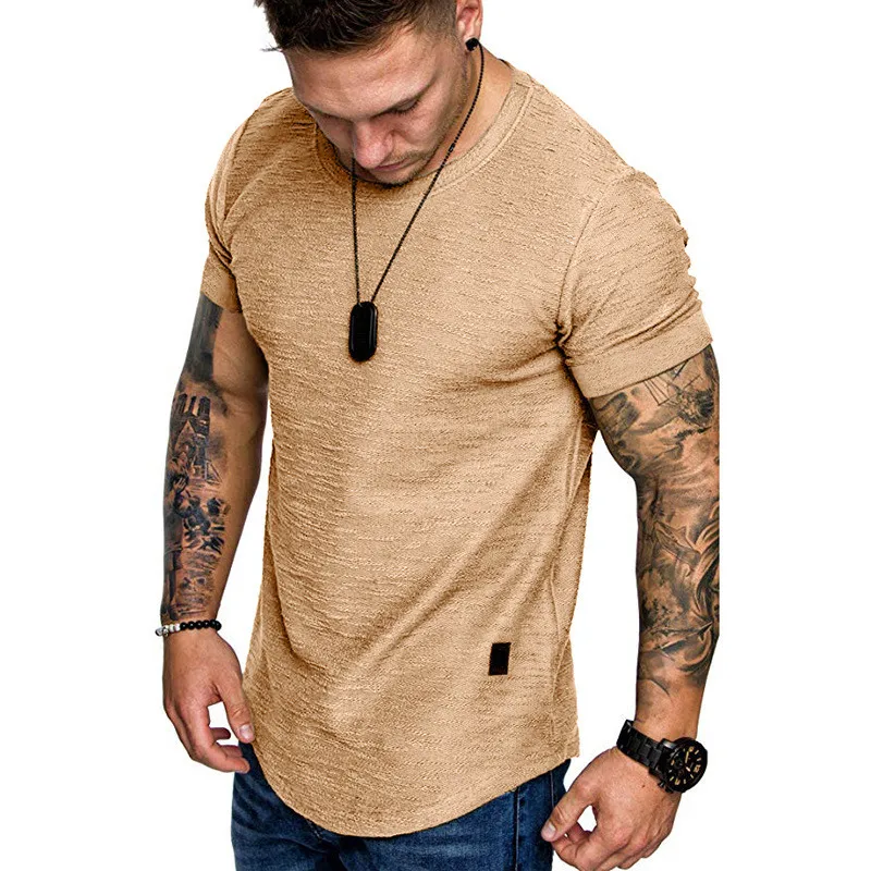 

Short Sleeve shirt Streetwear Hip Hop Summer T Shirt Men Longline Curved Hem Fitness Tshirt Slim Funny T-Shirt Plus Size M-3XL