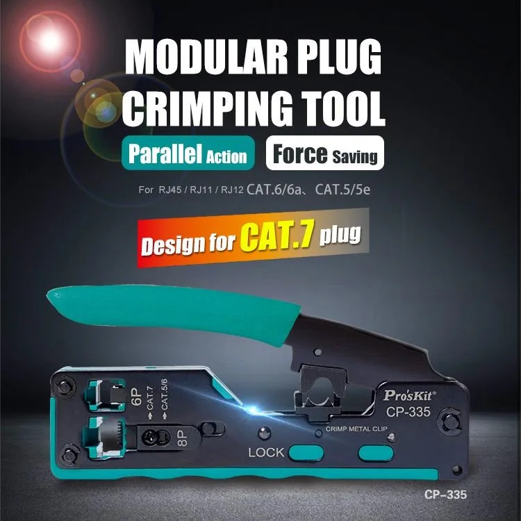 Proskit CP335 Multifunctional RJ45 Cat7 Crimping Tool Cat 5 Cat 6 RJ45 UTP Crimper RJ45 Pass Through Connector Crimper