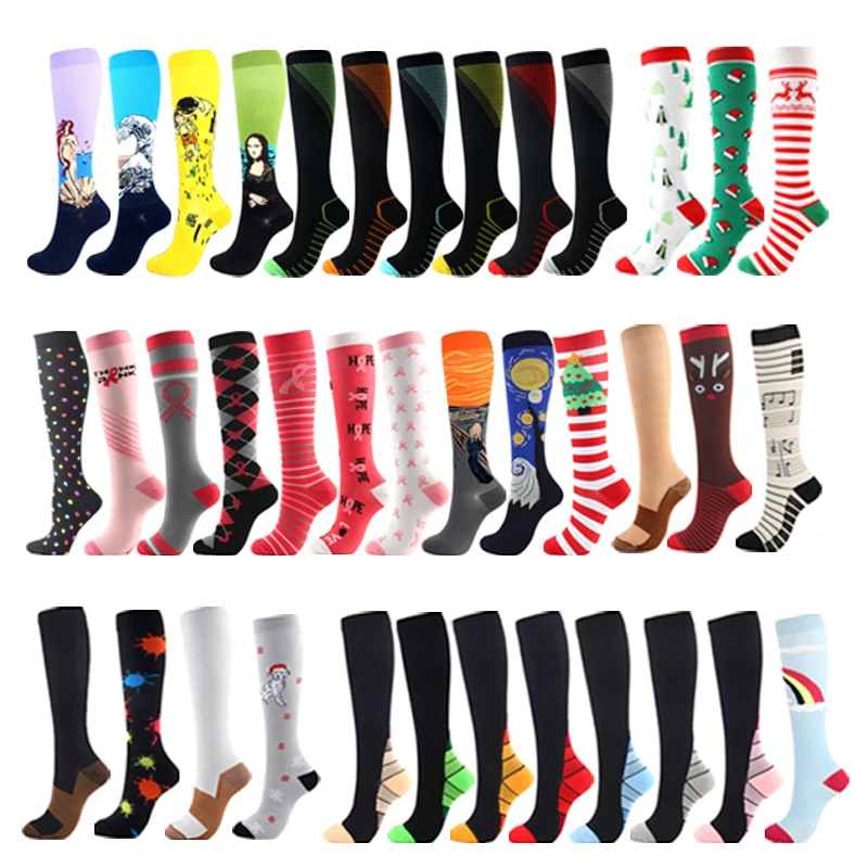 

Diabetes Men Cycling Socks Man Outdoor Nature Hiking Stockings Compression Varicose Veins Running Marathon High Socks With Print