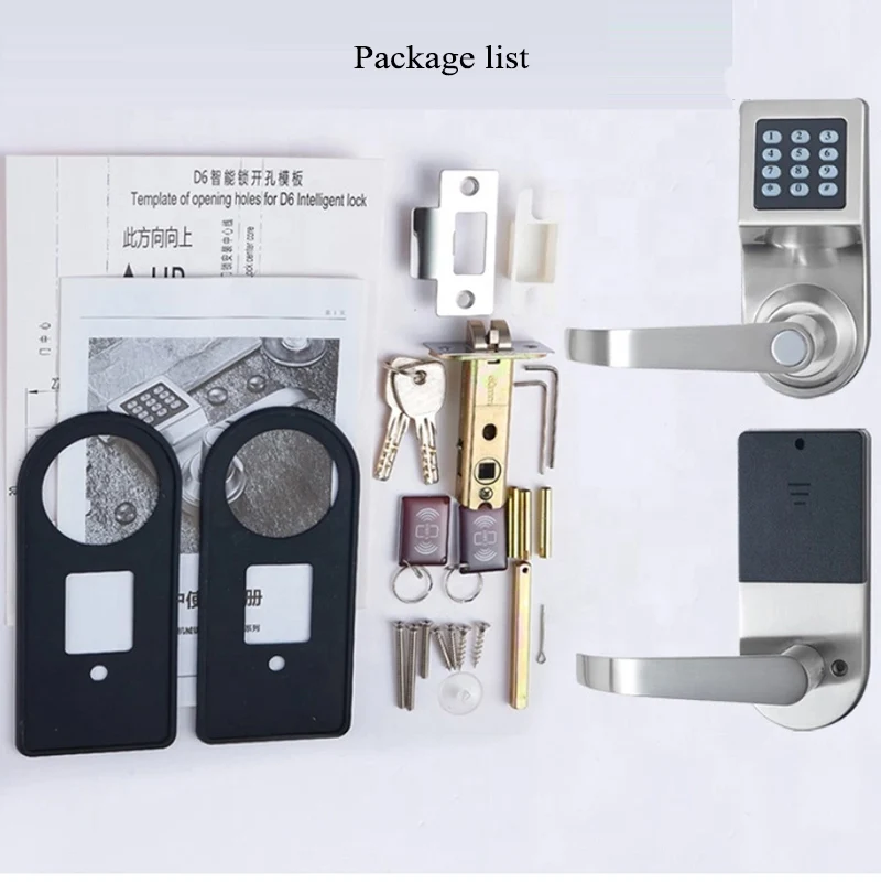 Home Electric Door Lock RFID Digital Lock Gate Opener Mechanical Code lock Handle AA Battery Driven Lock Handle Lock Key entry