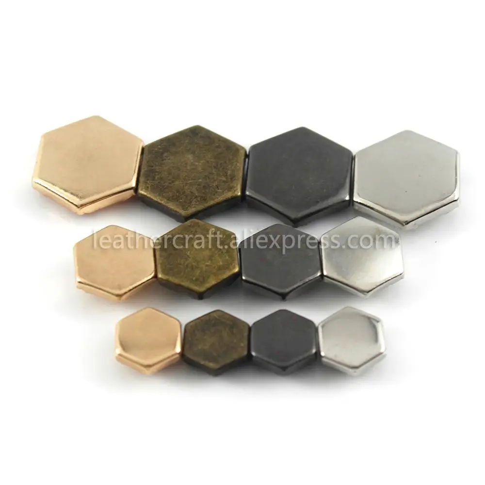 100 sets Metal Hexagon Single Cap Rivets Studs Fastener Leather Craft Bag Clothing Garments Shoes Decor