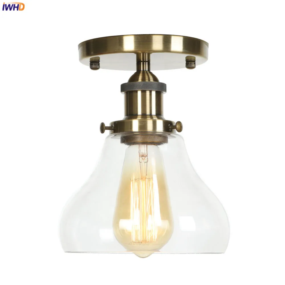 

IWHD Plafonnier LED Ceiling Lamps Glass Lampshade 4W Edison Porch Bedroom Loft Decor Industrial Ceiling Lights Lampara Techo