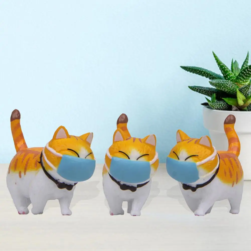 Cartoon Face Cover Fat Cat Mini Model Round And Mask Cat Landscape Fat Cat Figurine For Home Decoration Accessories Gift