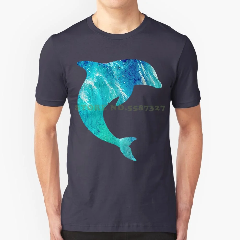 T Shirt Men Loose Size Tshirt Dolphin Ocean Silhouette Girl's Youth Graphic T Shirt -