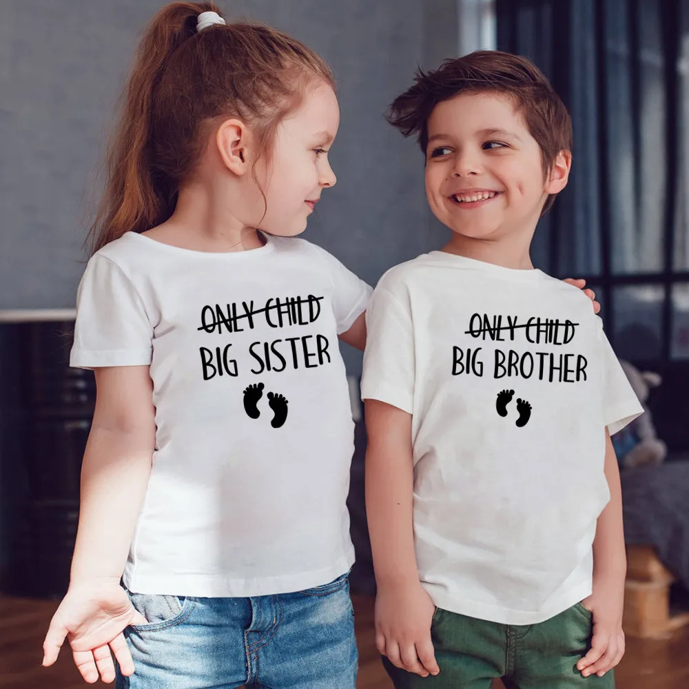 

Promoted To Big Sister/Brother 2021 Kids Tshirt Announcement Funny Matching T-shirt Girls Boys Clothes Family Look Tees,HKP5412