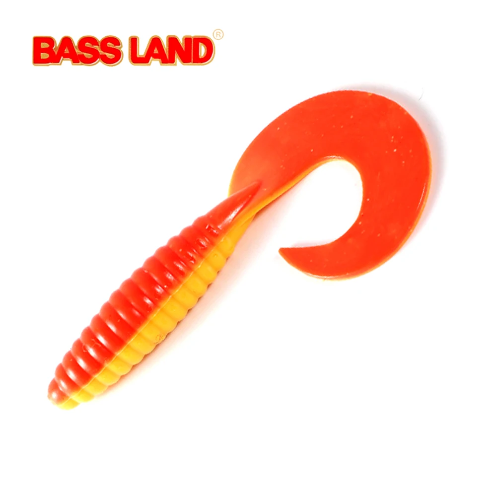 Bassland Silicone Bait Grub Worm 60mm 85mm Curly Soft Fishing Lure Artificial Jigging Wobblers Bass Pike Isca Leurre