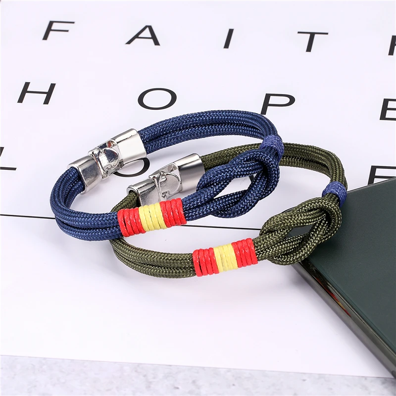 Navy Country Bracelets Men Colorful Survival Paracord Rope Bracelet Women femme infinity Jewelry Handmade Lucky Gifts wholesale