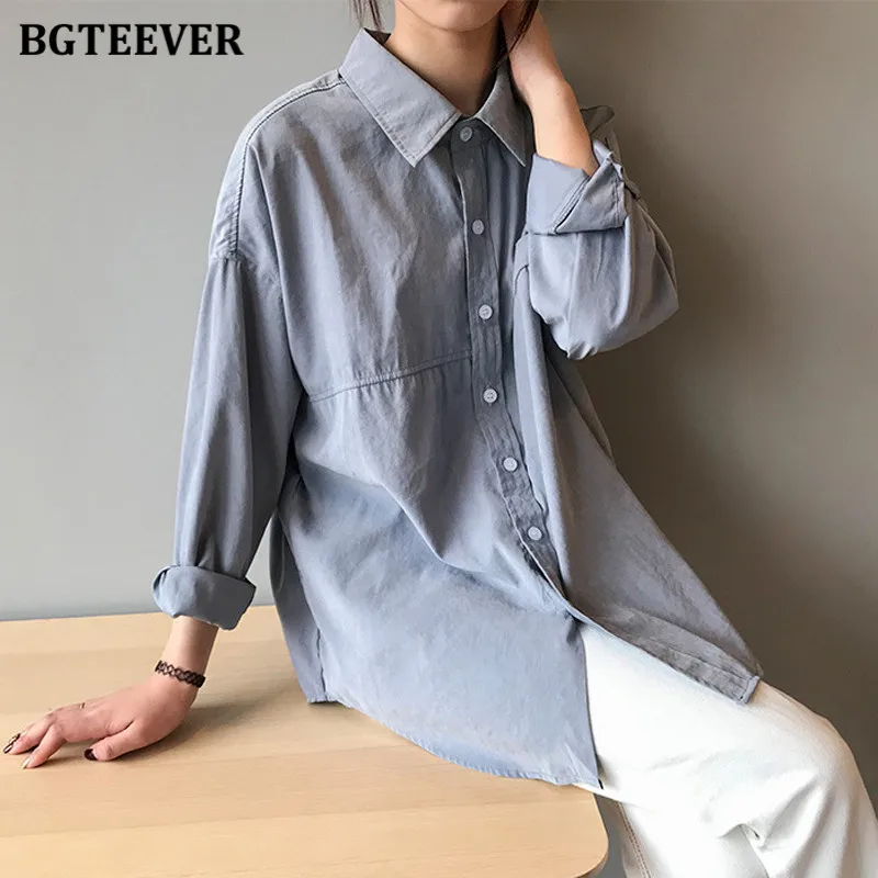 BGTEEVER Casual Single-breasted White Shirts for Women 2021 Spring Long Sleeve Female Blouses Office Ladies Solid Blusas Mujer