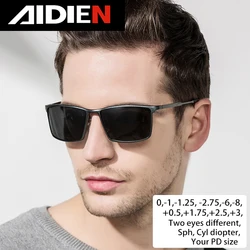 Men's sunglasses myopia with diopter polarized prescription glasses UC400 retro anti-glare driving goggles square black shades