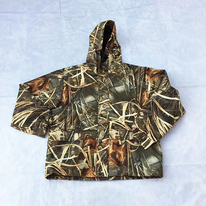 Men's Autumn Reed Aquatic Bionic Camouflage Jacket Pants Suit Hooded Hunting Fishing Clothes