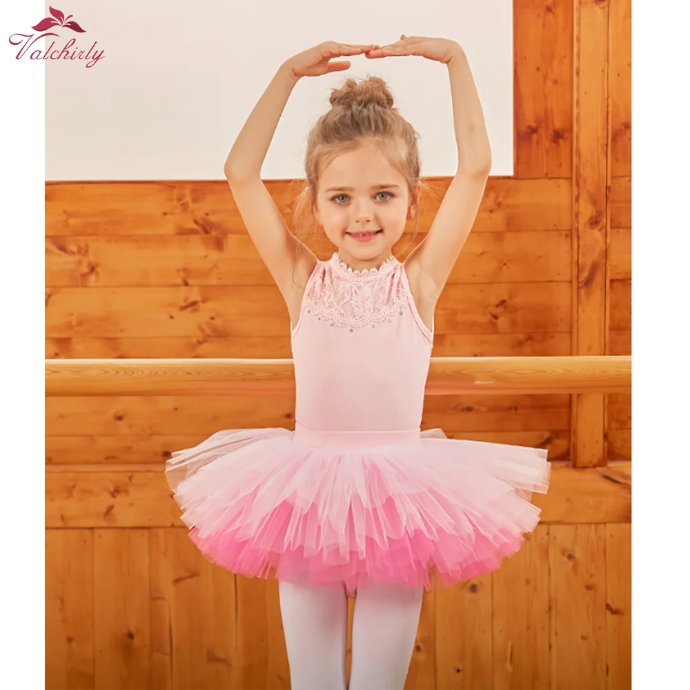 Pink Ballerina Tutu Dress Girls Ballet Leotard Dancewear Party Dress for kids Gift