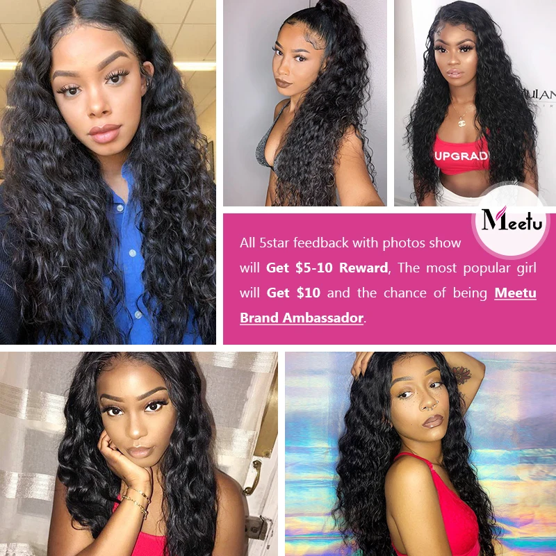 Meetu Water Wave Bundles With Closure Transparent Lace Closure With Bundles Brazilian Hair Weave Bundles With Closure Non Remy