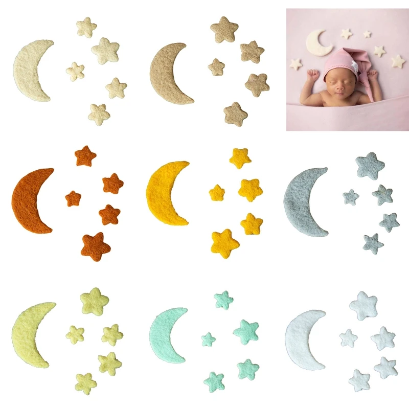 

Baby Newborn Photography Props Wool Felt Mini Moon Stars Infant Photo Shooting Decorations Accessories G99C