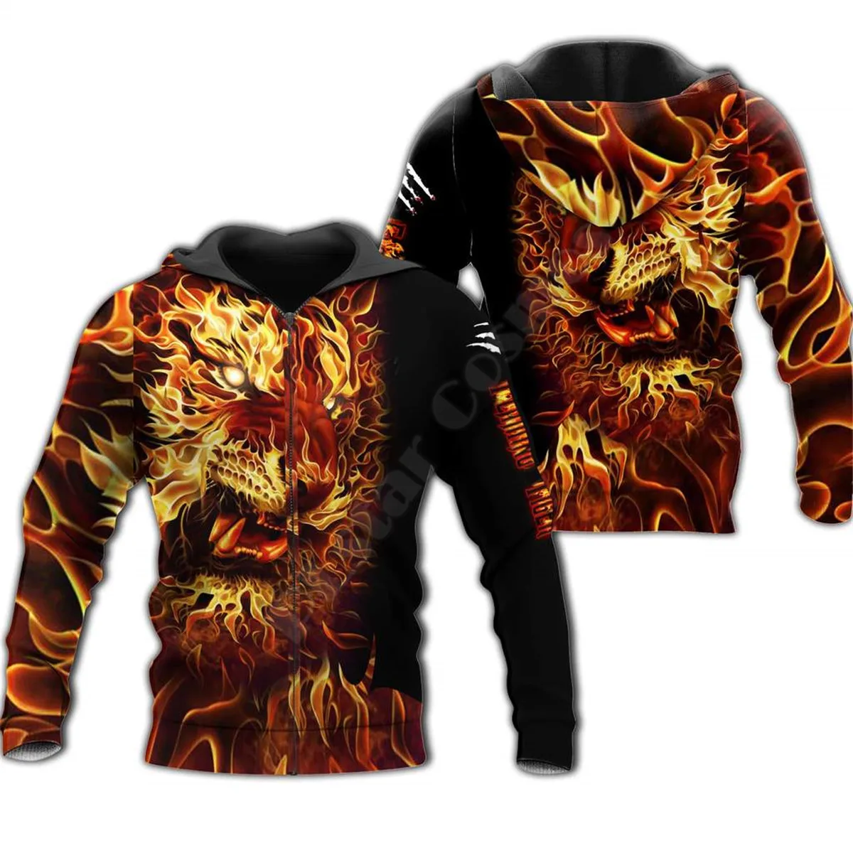 

Fire Tiger 3D Printed Men for women Hoodies/zipper hoodies Harajuku Fashion Hooded Autumn Hoody streetwear jacket