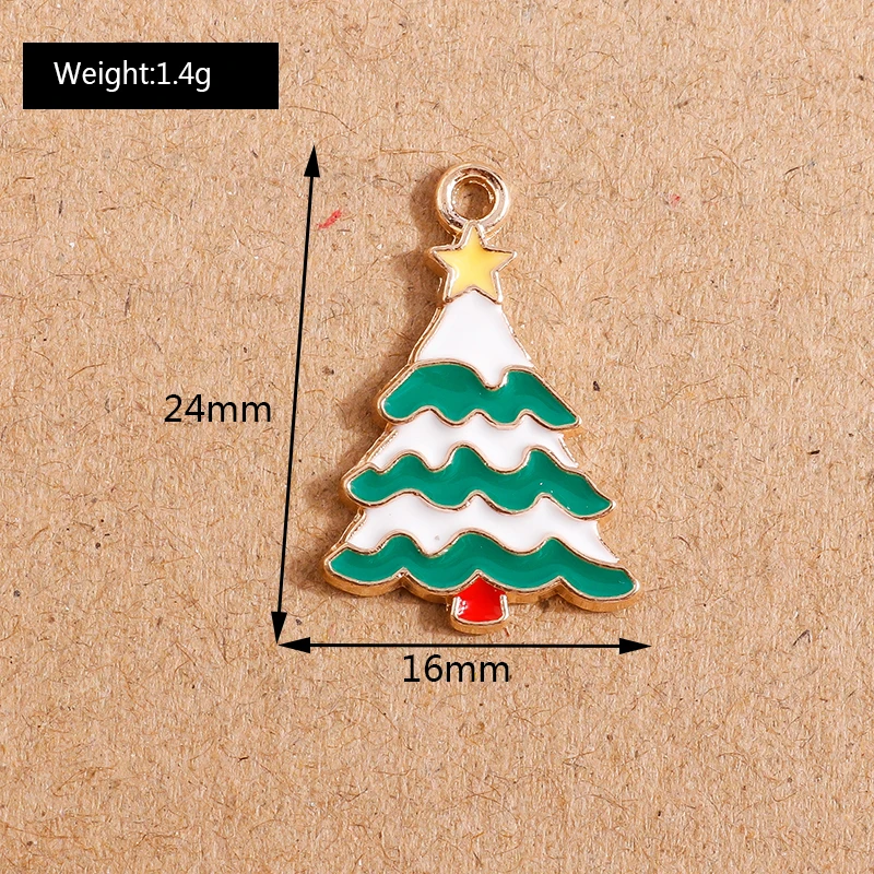 10 Stück Mix süße Emaille-Weihnachtsanhänger für die Schmuckherstellung, Weihnachtsbaum, Hirschglocke, Charms-Anhänger für Halsketten, Ohrringe, Geschenke – Detail 28